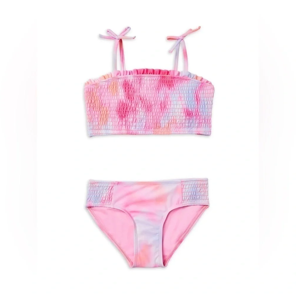 Justice Girls 2 Piece Ruched Bandeau Top Bikini Swimsuit